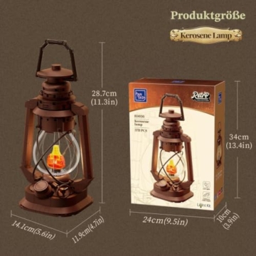 PANTASY Petroleumlampe Baustein Set mit Licht, Retro Deko Modell - 8
