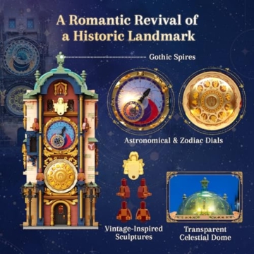 PANTASY Prager Astronomische Uhr Klemmbaustein Set, Gotischer Uhrturm Architekturmodell mit Beweglichen Astronomischen Zifferblättern, Historisches Wahrzeichen Sammlermodell für Erwachsene - 2