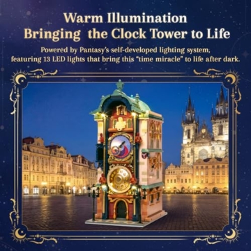 PANTASY Prager Astronomische Uhr Klemmbaustein Set, Gotischer Uhrturm Architekturmodell mit Beweglichen Astronomischen Zifferblättern, Historisches Wahrzeichen Sammlermodell für Erwachsene - 4