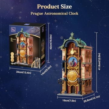 PANTASY Prager Astronomische Uhr Klemmbaustein Set, Gotischer Uhrturm Architekturmodell mit Beweglichen Astronomischen Zifferblättern, Historisches Wahrzeichen Sammlermodell für Erwachsene - 6
