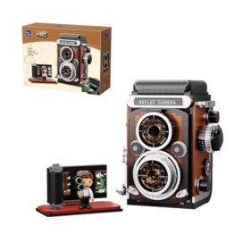 PANTASY Retro Kamera Klemmbaustein-Set für Erwachsene, Klassische Twin-Lens-Reflex Kamera Modell mit interaktiven Funktionen, Vintage Fotoapparat Sammlermodell als Deko - 1