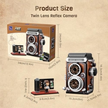 PANTASY Retro Kamera Klemmbaustein-Set für Erwachsene, Klassische Twin-Lens-Reflex Kamera Modell mit interaktiven Funktionen, Vintage Fotoapparat Sammlermodell als Deko - 8
