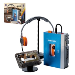 PANTASY Retro-Kassettenplayer Baustein-Modell, Tragbarer Tape-Player im 1970er-Stil mit Austauschbaren Kassetten & Kopfhörern, Vintage Musik-Display und Sammlerstück für Erwachsene - 1