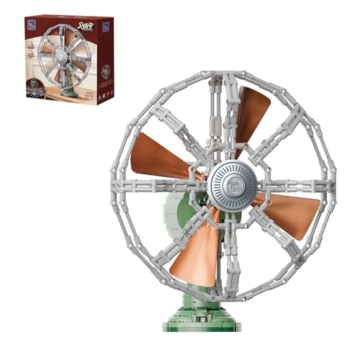 PANTASY Retro Tischventilator Baustein-Modell, Motorisierter Oszillierender Ventilator mit Sichtbarem Zahnradmechanismus, Vintage Elektrogerät als Ausstellungs- und Sammlermodell für Erwachsene - 1
