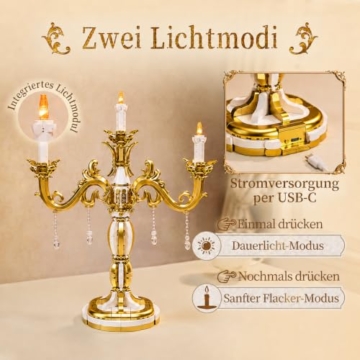 PANTASY Rokoko Kerzenleuchter Klemmbausteine Set mit Licht für Erwachsene - 3