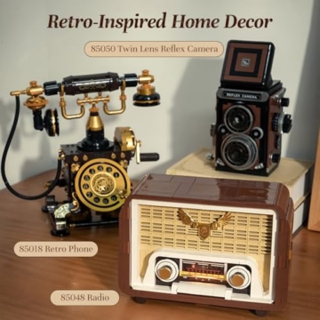 PANTASY Vintage Radio Klemmbaustein-Set für Erwachsene, Retro Radio Modell mit Lichtmodul und beweglichem Abstimmknopf, Handy-Lautsprecher Verstärker Elektronikstruktur, Deko Geschenk - 3