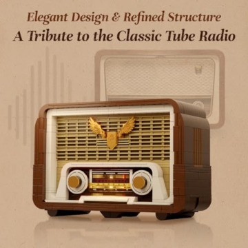 PANTASY Vintage Radio Klemmbaustein-Set für Erwachsene, Retro Radio Modell mit Lichtmodul und beweglichem Abstimmknopf, Handy-Lautsprecher Verstärker Elektronikstruktur, Deko Geschenk - 9