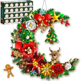 PLAXSOON Adventskalender 2026 Weihnachts-Mondkranz Klemmbausteine mit Licht - 1