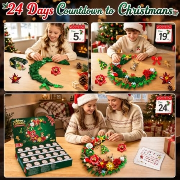PLAXSOON Adventskalender 2026 Weihnachts-Mondkranz Klemmbausteine mit Licht - 2