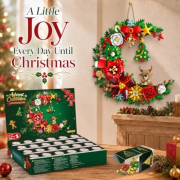 PLAXSOON Adventskalender 2026 Weihnachts-Mondkranz Klemmbausteine mit Licht - 3