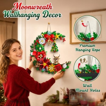 PLAXSOON Adventskalender 2026 Weihnachts-Mondkranz Klemmbausteine mit Licht - 4