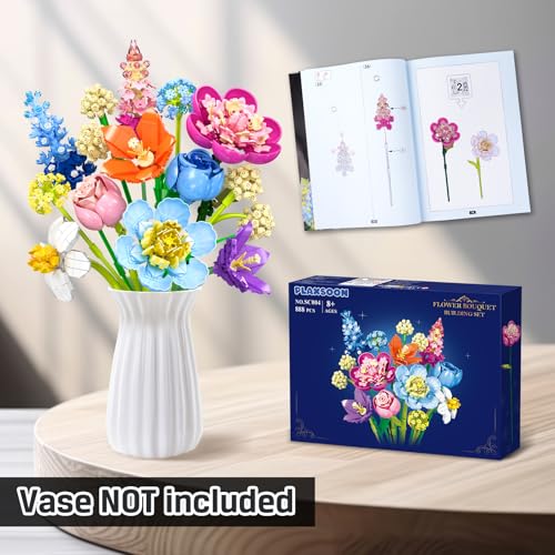 PLAXSOON Blumen Bausteine – Botanische Kollektion mit 888 Teilen