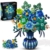 PLAXSOON Blumen Bauspielzeug mit Vase, Valentinstag Blumenstrauß Botanical Collection Bausteine Spielzeug, 1309 Stück Pfauen Kunstpflanze Bonsai-Bauset Deko, Geschenk für Sie Erwachsene Mädchen ab 12+ - 1