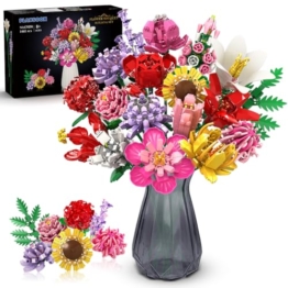 PLAXSOON Blumenstrauß – 18 Blumen aus 1464 Teilen