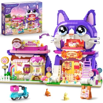 PLAXSOON Friends Mädchen Katzehaus Bauspielzeug mit Licht für Kinder ab 8+ - 1
