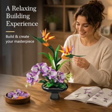 PLAXSOON Orchidee Blumen Bauset für Erwachsene, Botanische Kollektion Deko - 3