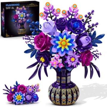 PLAXSOON Pfauenblumenstrauß Klemmbaustein-Set für Erwachsene ab 12 Jahren - 1