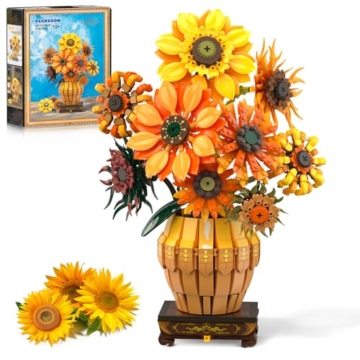 PLAXSOON Sonnenblumen mit Vase aus 1180 Teilen