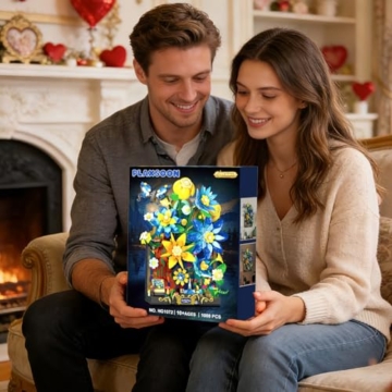 PLAXSOON Starry Night Blumen Wand Bauspielzeug mit Licht,Sternennacht Botanical Collection Berühmtes Gemälde Bauset mit Schmetterling, 1008 Stück Bausteine Geschenk für Erwachsene Mädchen ab 10 Jahren - 8