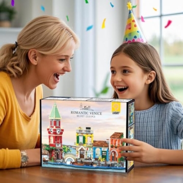 PLAXSOON Venedig Stadt Haus Baukasten mit Licht, 2155 Stück Bauspielzeug mit Blumenladen Pizzeria Wohnhaus - Architektur Klemmbausteine Modell Geschenk für Erwachsene Frauen Teenager Mädchen ab 12+ - 9