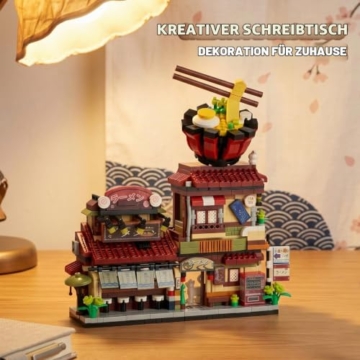 PNNP Japanische Mini Street View Haus Bausteine, 1120 Teile Japanisch Straßenansicht Ramen Shop Bausteine Creative Klemmbausteine Haus Toy für Erwachsene (Nicht Kompatibel Mit Gängigen Marken) - 5