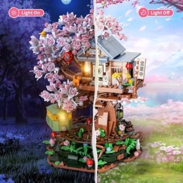 QGGQ Ideas Japan Kirschblüte Friends Baumhaus Klemmbausteinen,Mädchen Izakaya Blumen Haus Architecture Geschenk für Mädchen 8–18 und Erwachsene 1098PCS - 2