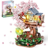 QGGQ Ideas Japan Kirschblüte Friends Baumhaus Klemmbausteinen,Mädchen Izakaya Blumen Haus Architecture Geschenk für Mädchen 8–18 und Erwachsene 1098PCS - 1