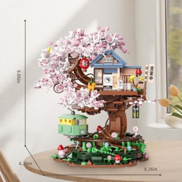 QGGQ Ideas Japan Kirschblüte Friends Baumhaus Klemmbausteinen,Mädchen Izakaya Blumen Haus Architecture Geschenk für Mädchen 8–18 und Erwachsene 1098PCS - 8