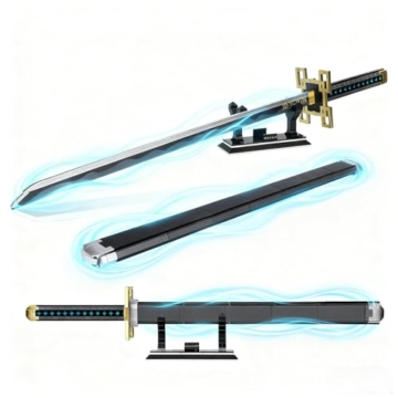 QLT QIAOLETONG Animes Schwert Katana Bausteine Modell Bausatz, 771 Teile 100cm MOC Sword Klemmbausteine mit Scheide und Halterung austeinen Deko Geschenk für Erwachsene - 1