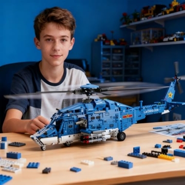 QLT QIAOLETONG Bewaffneter Hubschrauber Bauklotz-Set, Militärflugzeug Modellspielzeug, Dekoratives Flugzeug für Zuhause und Büro, Geschenk für Erwachsene und Jugendliche (1711 Teile) - 5