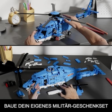 QLT QIAOLETONG Bewaffneter Hubschrauber Bauklotz-Set, Militärflugzeug Modellspielzeug, Dekoratives Flugzeug für Zuhause und Büro, Geschenk für Erwachsene und Jugendliche (1711 Teile) - 6