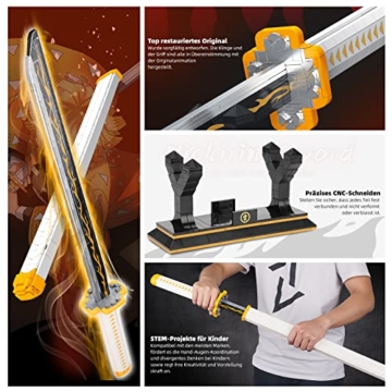QLT QIAOLETONG Demon Slayer Schwert Schwert Ideas Cosplay Animes Zenitsu Katana?Klemmbausteine Bausteinen deko Geschenk für Erwachsene und Jungen ab 6-16 mit Scheide Halterung (956 pcs) - 2