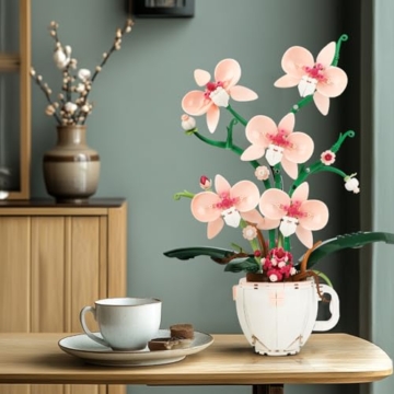 QLT QIAOLETONG Ideas Rosa Orchidee Blumen Spielzeug Klemmbausteine Pflanzen Kompatibel Mit Generische Marke STEM Blumen deko Geschenk für Erwachsene und Mädchen ab 14+ 567PCS - 2