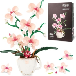 QLT QIAOLETONG Ideas Rosa Orchidee Blumen Spielzeug Klemmbausteine Pflanzen Kompatibel Mit Generische Marke STEM Blumen deko Geschenk für Erwachsene und Mädchen ab 14+ 567PCS - 1