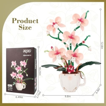 QLT QIAOLETONG Ideas Rosa Orchidee Blumen Spielzeug Klemmbausteine Pflanzen Kompatibel Mit Generische Marke STEM Blumen deko Geschenk für Erwachsene und Mädchen ab 14+ 567PCS - 4