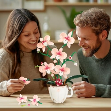 QLT QIAOLETONG Ideas Rosa Orchidee Blumen Spielzeug Klemmbausteine Pflanzen Kompatibel Mit Generische Marke STEM Blumen deko Geschenk für Erwachsene und Mädchen ab 14+ 567PCS - 5