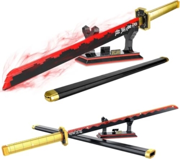 QLT QIAOLETONG Schwert Schwert Ideas Cosplay Animes Tsugikuni Yoriichi Katana?Klemmbausteine Bausteinen deko Geschenk für Erwachsene Jungen ab 6-16 mit Scheide Halterung(606 pcs) - 1