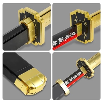 QLT QIAOLETONG Schwert Schwert Ideas Cosplay Animes Tsugikuni Yoriichi Katana?Klemmbausteine Bausteinen deko Geschenk für Erwachsene Jungen ab 6-16 mit Scheide Halterung(606 pcs) - 5