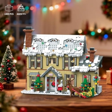 QLT QIAOLETONG Weihnachts Haus Bauspielzeug, 1405 Stück Weihnachtshaus Bausteine Modell mit Weihnachtsbaum, Weihnachtsdorf Klemmbausteine Geschenk für Erwachsene Jungen Mädchen ab 6 Jahren+ - 2