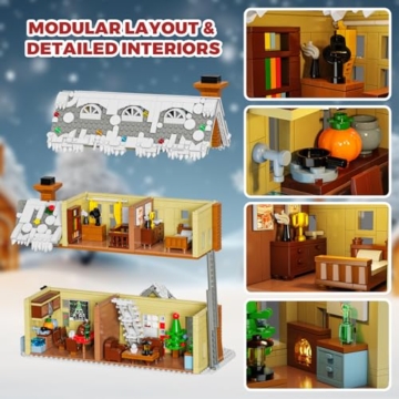QLT QIAOLETONG Weihnachts Haus Bauspielzeug, 1405 Stück Weihnachtshaus Bausteine Modell mit Weihnachtsbaum, Weihnachtsdorf Klemmbausteine Geschenk für Erwachsene Jungen Mädchen ab 6 Jahren+ - 3