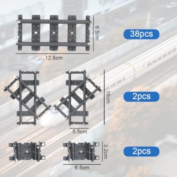 RANJIMA Bausteine Zug Schienen Set, 42 Stück City Schienen Spielzeug Eisenbahnschienen, City Erweiterung Erweiterungsset, Kompatibel mit dem Marktführer, Geschenke zur Ostern für Jungen Mädchen - 2