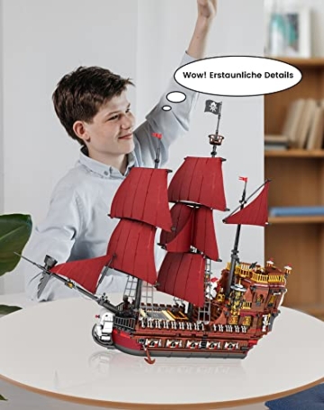 Reobrix 66010 Pirate Ship mit Stoffsegeln, Bausteine Schiff Bauset und Ausstellungsmodell für Erwachsene und Kinder, Klemmbausteine zum Bauen von Geschenken zum Geburtstag, Weihnachten (3066 PCS) - 3