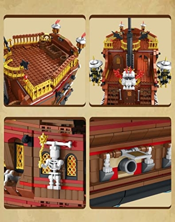 Reobrix 66010 Pirate Ship mit Stoffsegeln, Bausteine Schiff Bauset und Ausstellungsmodell für Erwachsene und Kinder, Klemmbausteine zum Bauen von Geschenken zum Geburtstag, Weihnachten (3066 PCS) - 7