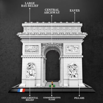 Reobrix 66024 Paris Arc de Triomphe Baukasten Set, 3718 Teile Frankreich Berühmtes Wahrzeichen Klemmbausteine, Architektonische Modellbausätze für Erwachsene, Geschenkideen für Sammler - 4