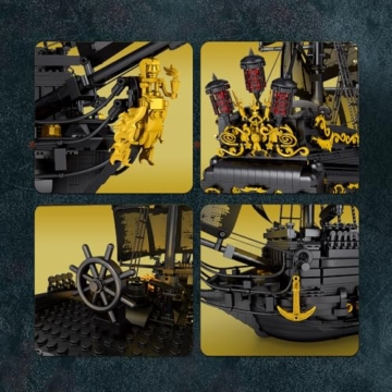 Reobrix 66036 Piratenschiff mit schwarzen Segeln Kanonen