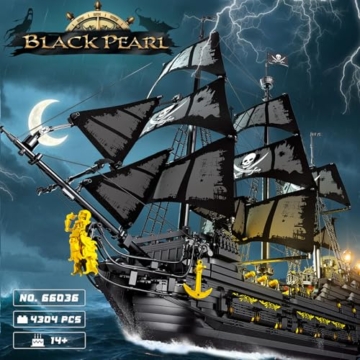 Reobrix 66036 Piratenschiff Modell Klemmbausteine, Groß Black Pearl Boot Schiff mit Lichtern, Geisterschiff Abenteuerreise, Segelschiff Modellbausatz für Erwachsene,Jungen, Valentinstag(4708 Stücke) - 2