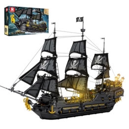 Reobrix 66036 Piratenschiff Modell Klemmbausteine, Groß Black Pearl Boot Schiff mit Lichtern, Geisterschiff Abenteuerreise, Segelschiff Modellbausatz für Erwachsene,Jungen, Valentinstag(4708 Stücke) - 1