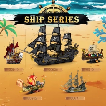 Reobrix 66036 Piratenschiff Modell Klemmbausteine, Groß Black Pearl Boot Schiff mit Lichtern, Geisterschiff Abenteuerreise, Segelschiff Modellbausatz für Erwachsene,Jungen, Valentinstag(4708 Stücke) - 7