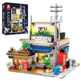 Reobrix 66501 Japan-Ramen-Shop Bausteine, 2-in-1 Straßenmodell mit Licht – kreatives Architektur-Geschenk für Erwachsene & Kinder ab 14 Jahren. - 1