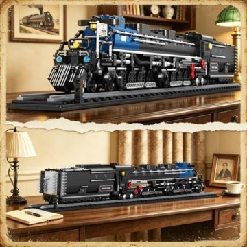 Reobrix 66805 Big Boy Dampflok Modellbau Set für Erwachsene, Fast 1 Meter Lange Dampflokomotive Klemmbausteine Set, Detailgetreues Eisenbahnmodell mit Gelenk-Lokomotive, Realistisches Retro Zugmodell - 3